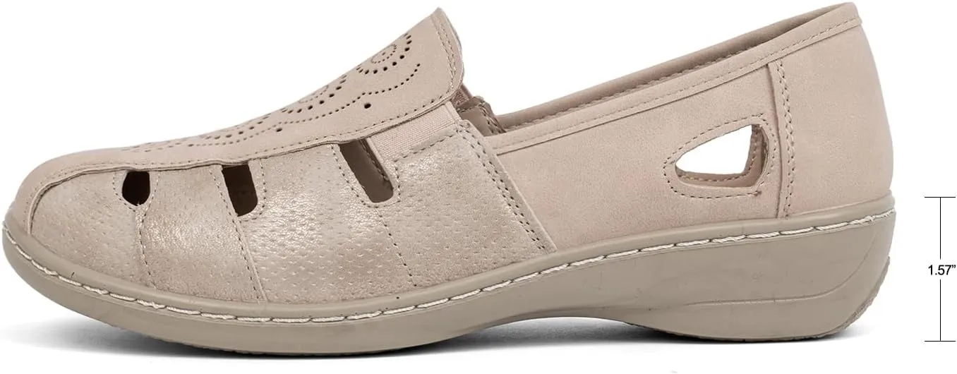 VJH confort Women’s Flat Shoes, Slip-on Round Toe Light Weight Comfort Casual Walking Shoes