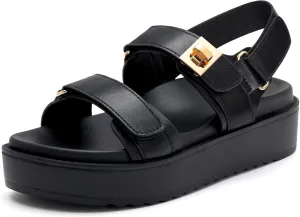 vodvob Women’s Flat Sandals with Soft Cushioned Footbed Open Toe Slides Adjustable Slip On Slippers for Summer