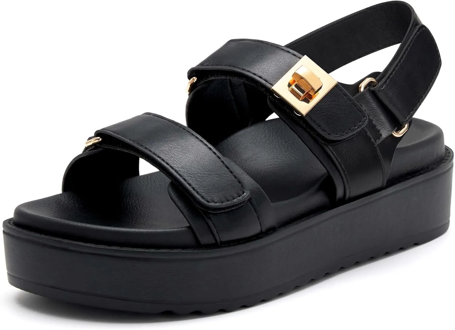 vodvob Women’s Flat Sandals with Soft Cushioned Footbed Open Toe Slides Adjustable Slip On Slippers for Summer