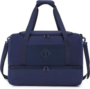 WANDF For Spirit Airlines 18x14x8 Personal Item Bag with USB Charging Port, Travel Duffel Bag with Wet Pocket & Shoe Compartment, Weekender Carry On Luggage for Women Men (Blue)