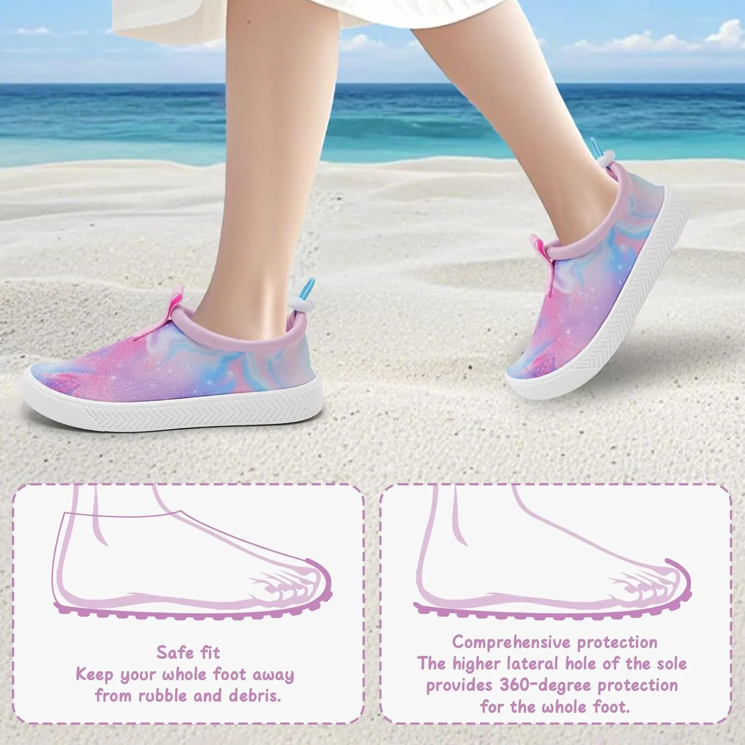 WateLves Toddler Water Shoes Kids Boys and Girls Quick Dry Water Sneakers Slip On Aqua Swim Shoes for Beach Daily Walking