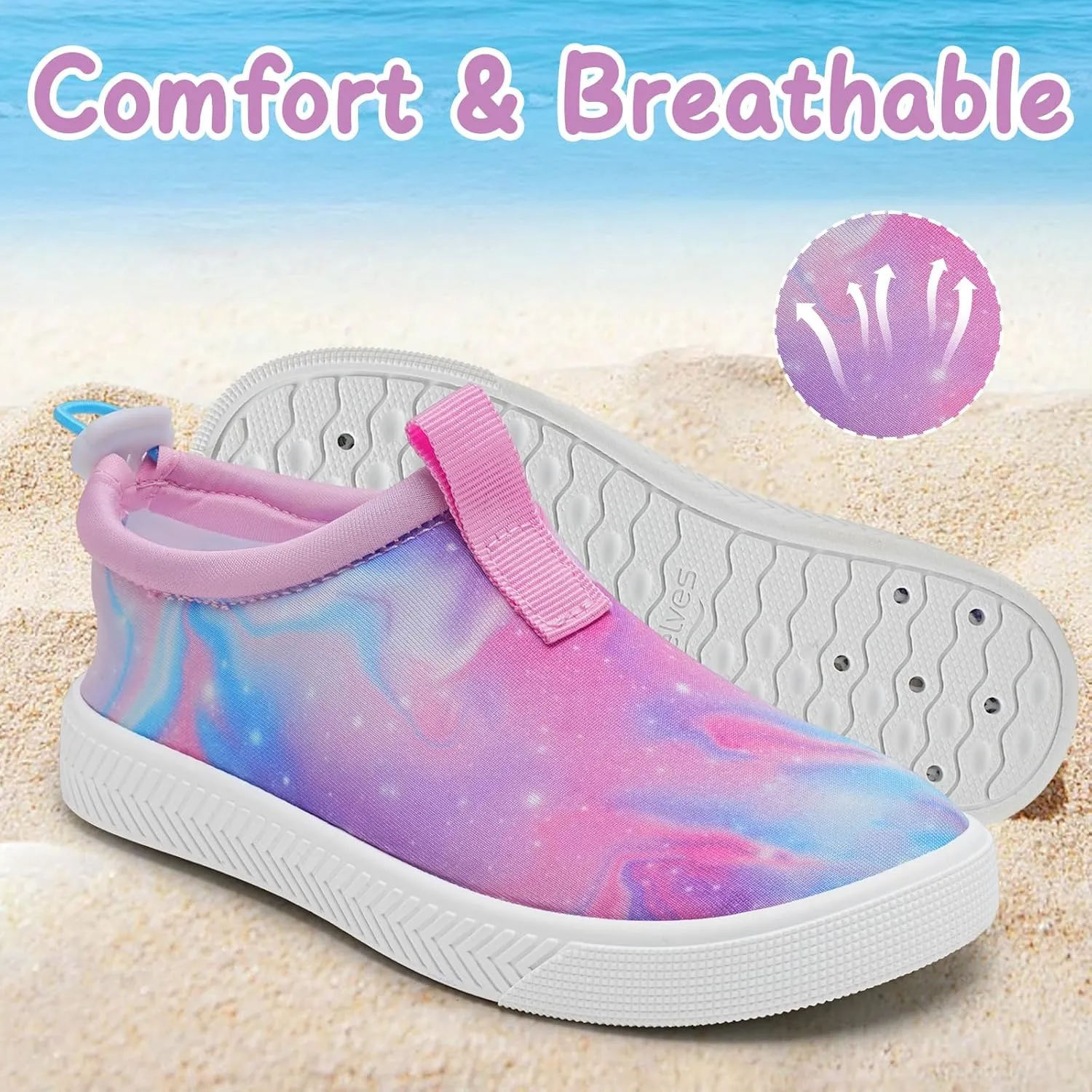 WateLves Toddler Water Shoes Kids Boys and Girls Quick Dry Water Sneakers Slip On Aqua Swim Shoes for Beach Daily Walking
