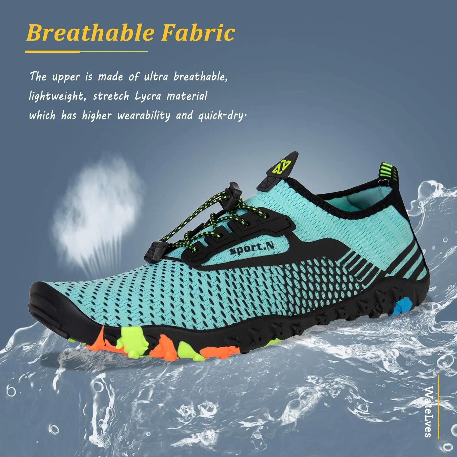 WateLves Water Shoes Mens Womens Barefoot Beach Swim Shoes Quick-Dry Aqua Socks for Surf Pool Yoga Water Aerobics