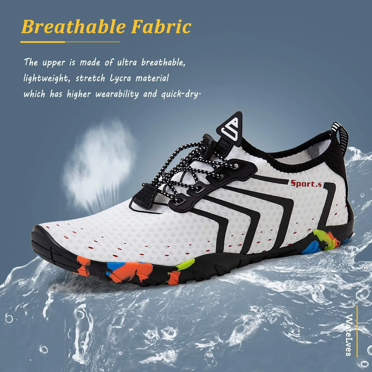WateLves Water Shoes Mens Womens Barefoot Beach Swim Shoes Quick-Dry Aqua Socks for Surf Pool Yoga Water Aerobics