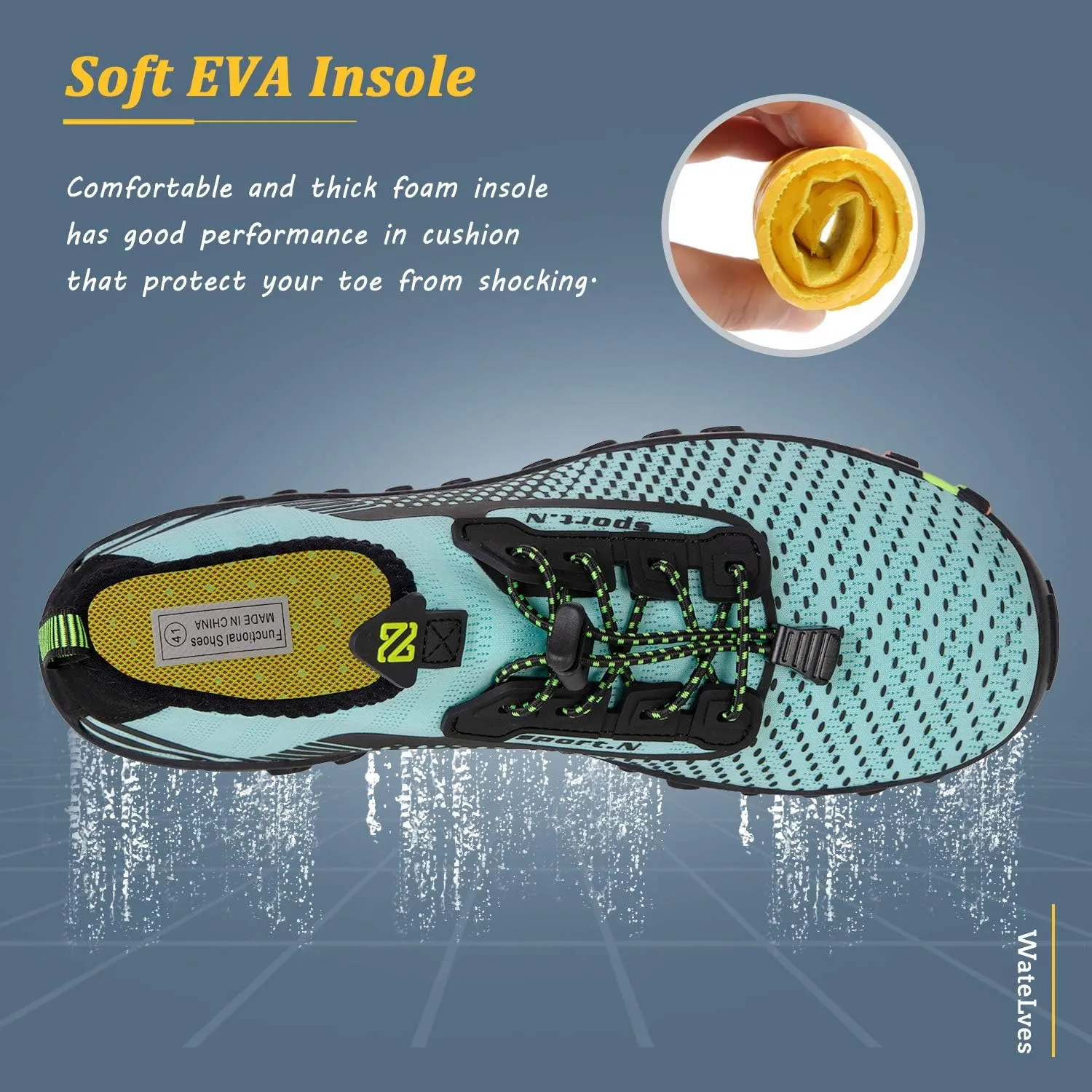 WateLves Water Shoes Mens Womens Barefoot Beach Swim Shoes Quick-Dry Aqua Socks for Surf Pool Yoga Water Aerobics
