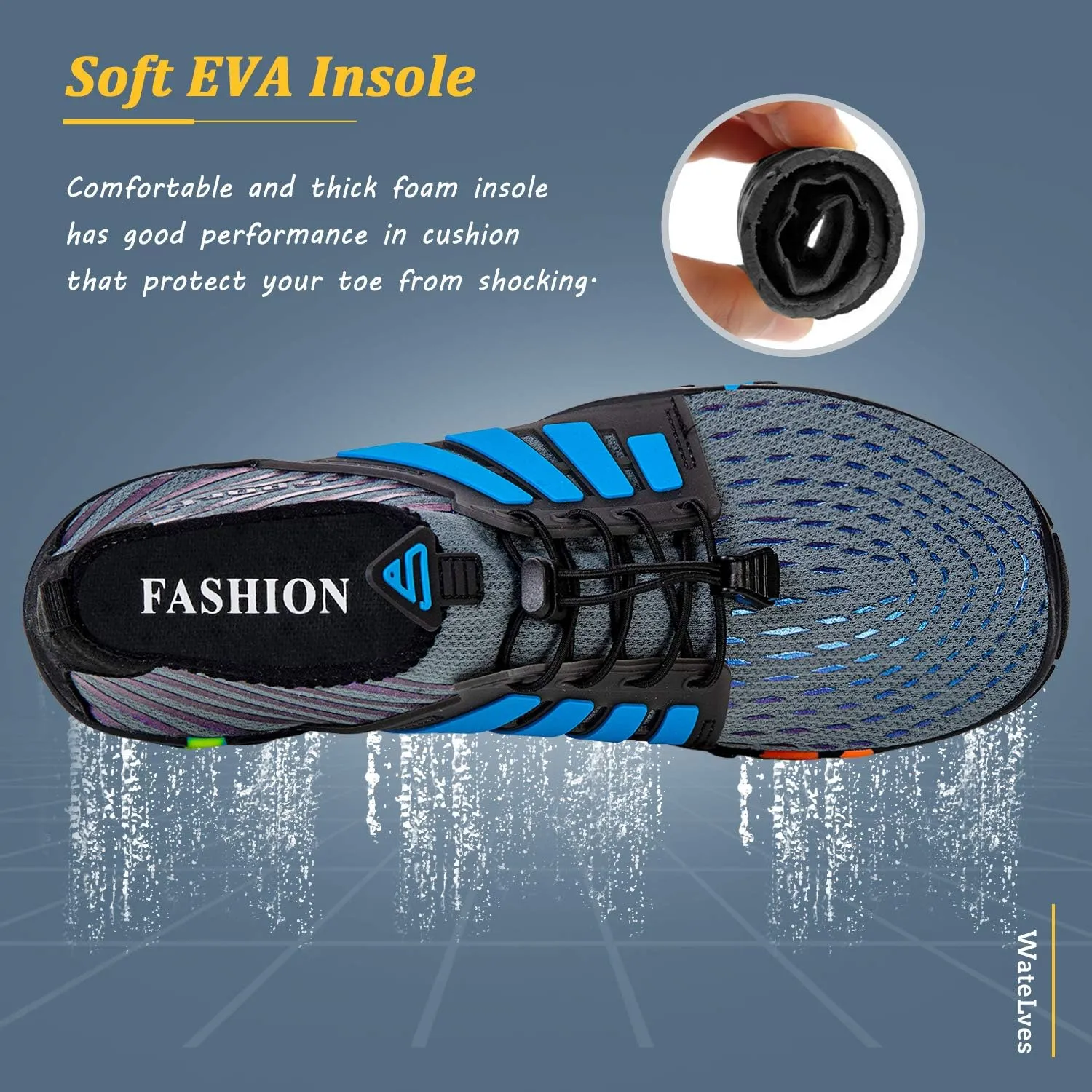 WateLves Water Shoes Mens Womens Beach Swim Shoes Quick-Dry Aqua Socks Pool Shoes for Surf Yoga Water Aerobics