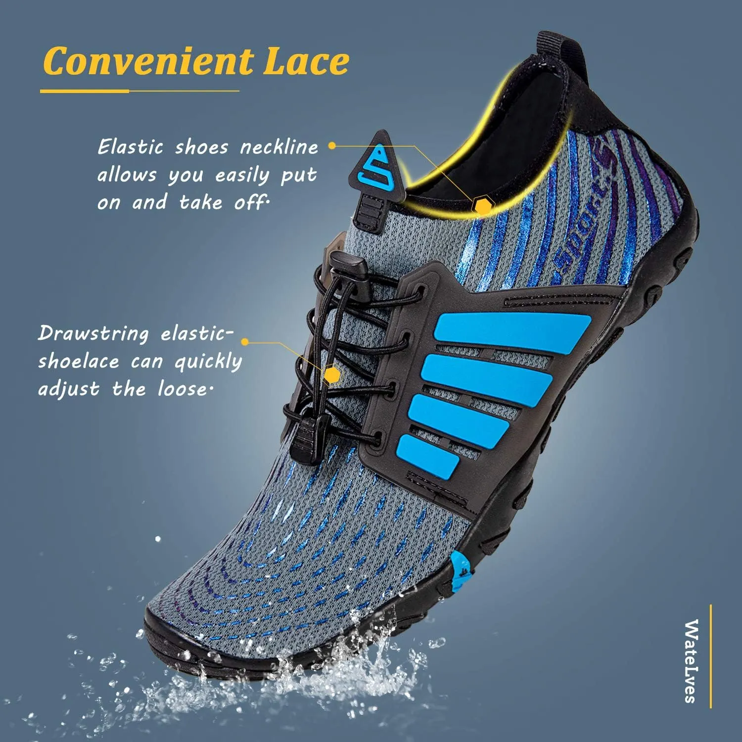 WateLves Water Shoes Mens Womens Beach Swim Shoes Quick-Dry Aqua Socks Pool Shoes for Surf Yoga Water Aerobics