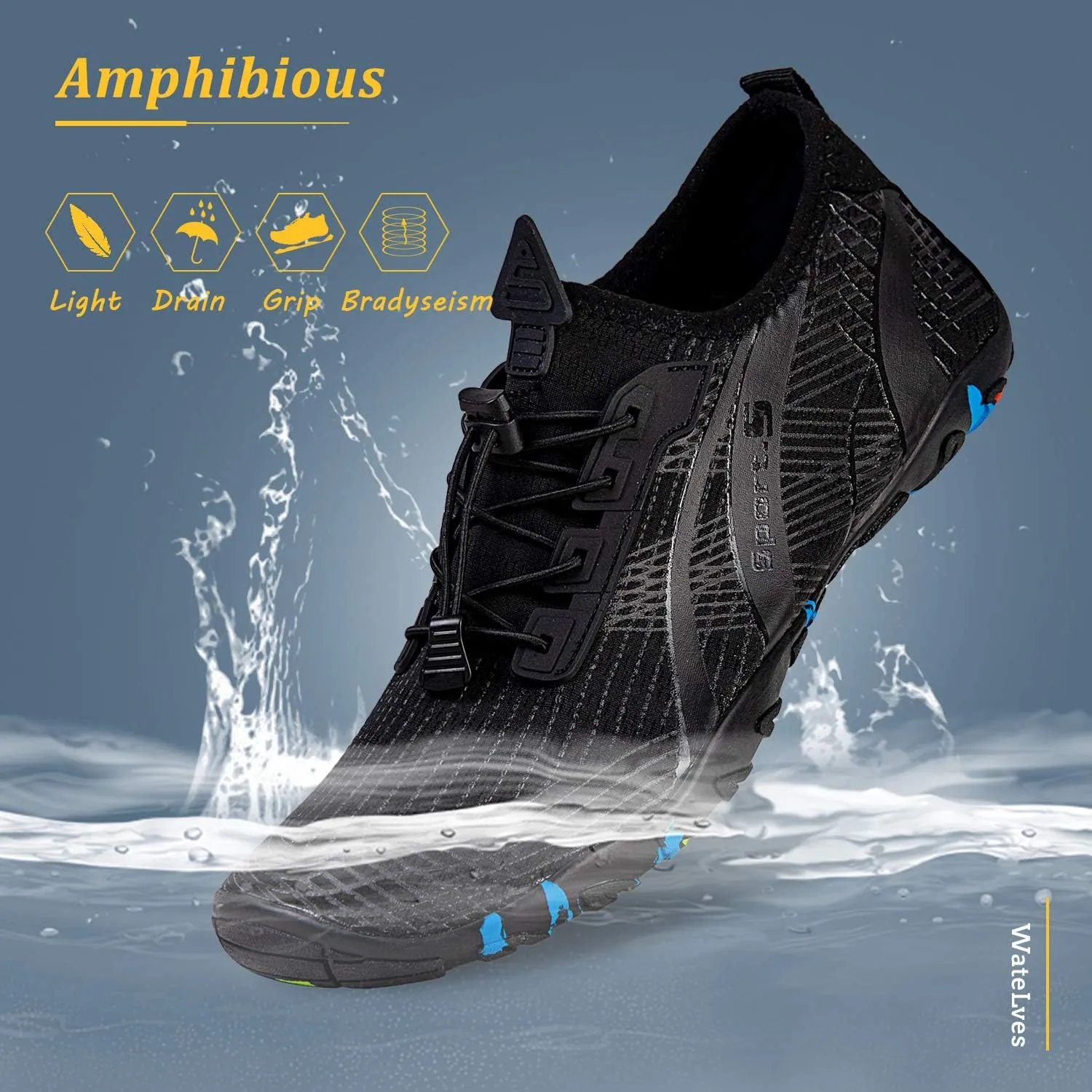 WateLves Water Shoes Mens Womens Beach Swim Shoes Quick-Dry Aqua Socks Pool Shoes for Surf Yoga Water Aerobics