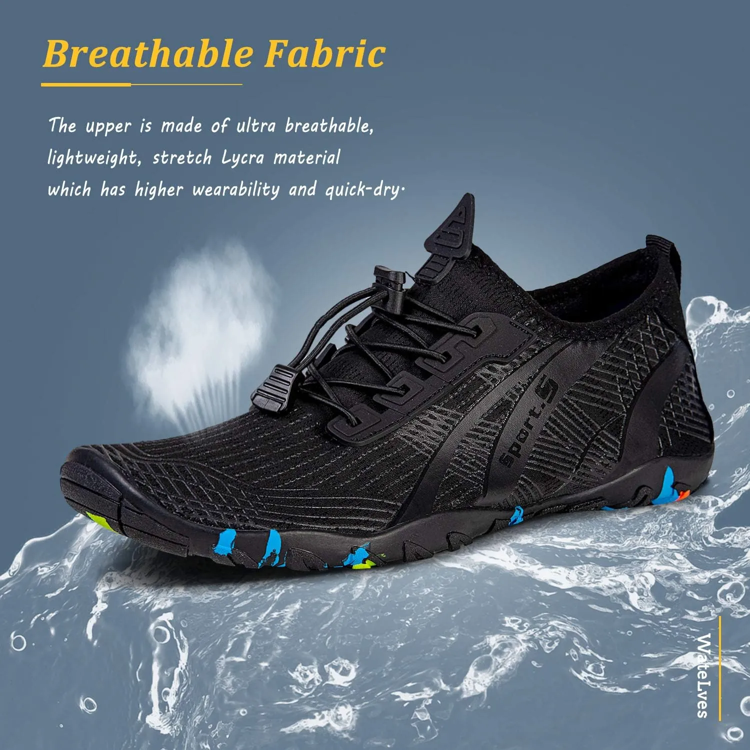 WateLves Water Shoes Mens Womens Beach Swim Shoes Quick-Dry Aqua Socks Pool Shoes for Surf Yoga Water Aerobics