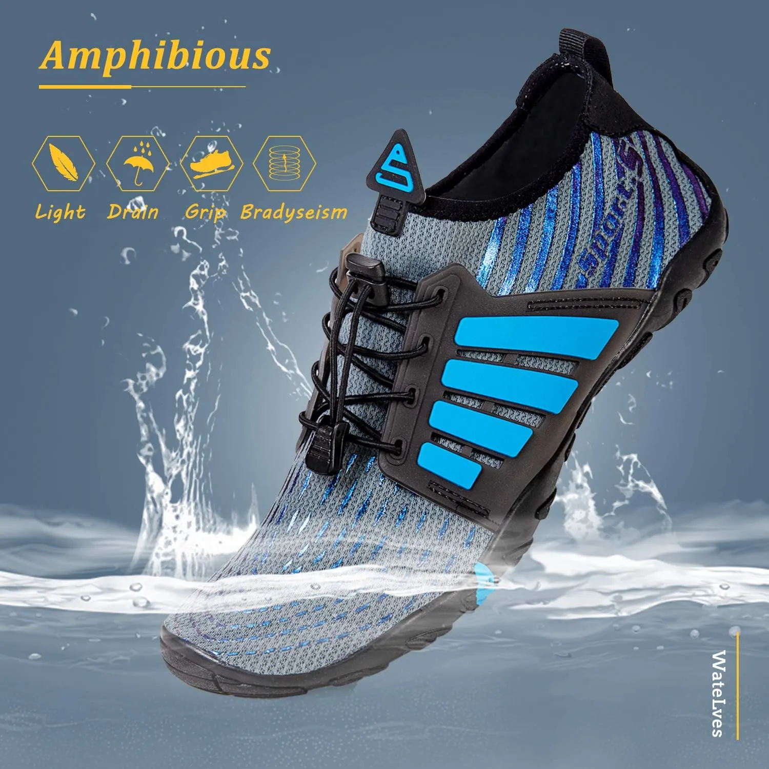 WateLves Water Shoes Mens Womens Beach Swim Shoes Quick-Dry Aqua Socks Pool Shoes for Surf Yoga Water Aerobics