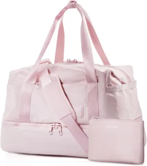 Weekender Bags for Women, BAGSMART Travel Duffel Bags with Shoe Compartment,Personal Item Travel Bag for Airlines, Carry on Overnight Tote Bag with Toiletry Bag (Pink)