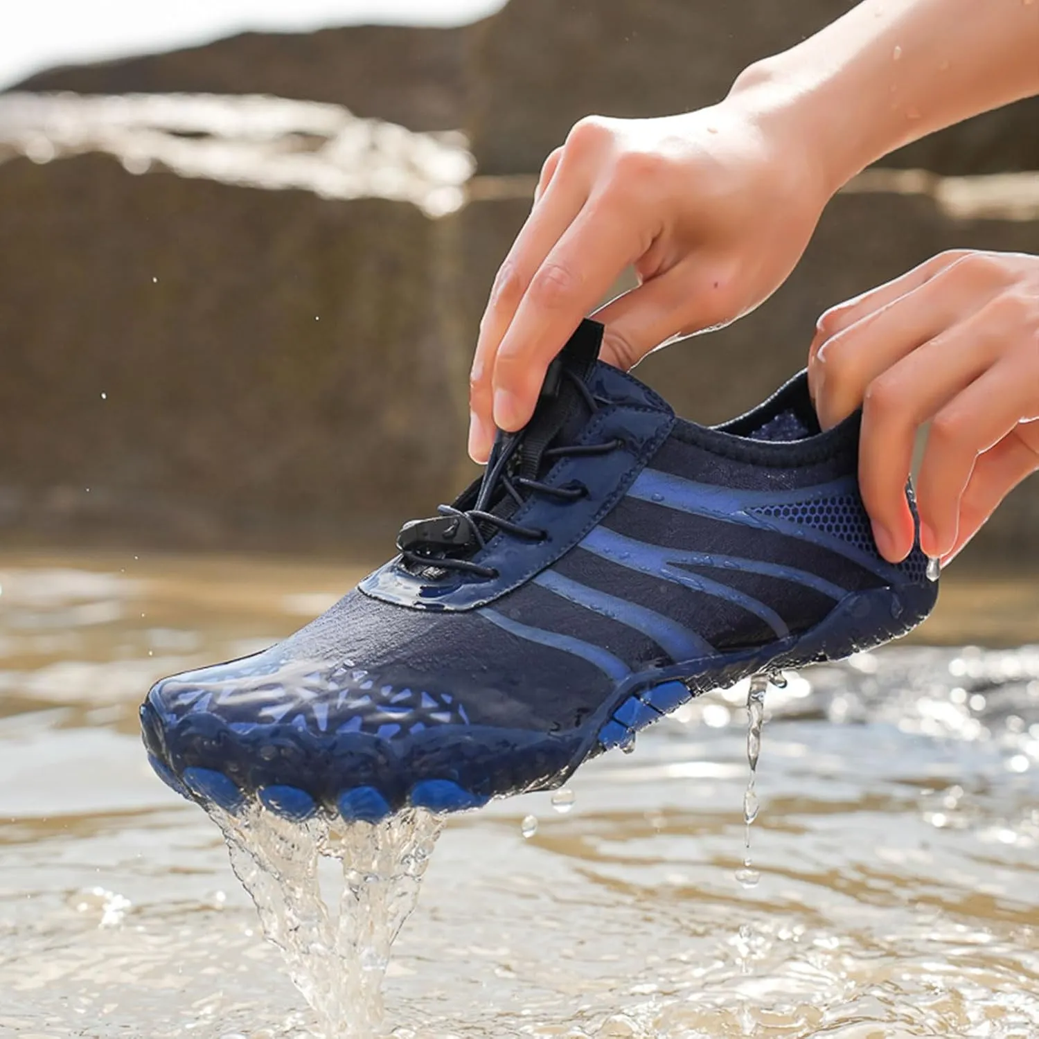 Women Hike Barefoot Shoes Men Breathable & Non-Slip Footwear Barefoot Shoes with Wide Toe Box, Quick Dry Athletic Beach Swim Surf Hiking Trail Running Shoe