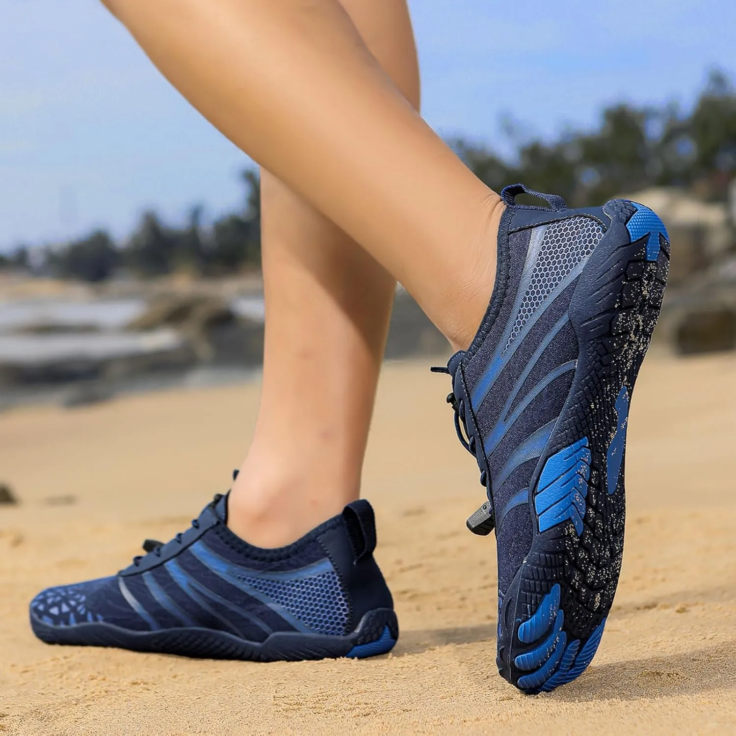 Women Hike Barefoot Shoes Men Breathable & Non-Slip Footwear Barefoot Shoes with Wide Toe Box, Quick Dry Athletic Beach Swim Surf Hiking Trail Running Shoe