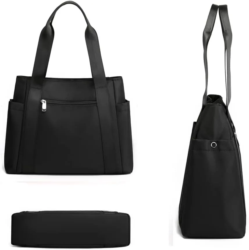Women Tote Shoulder Handbag Water resistant Nylon Hobo Purse Multi Pocket Top Handle Shopper Shoulder Bag