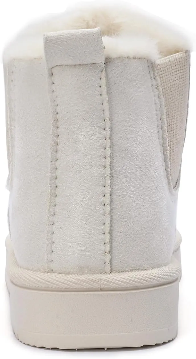 Womens Ankle Boots Warm Fur Lining Waterproof Outdoor Slip-on Winter Snow Booties