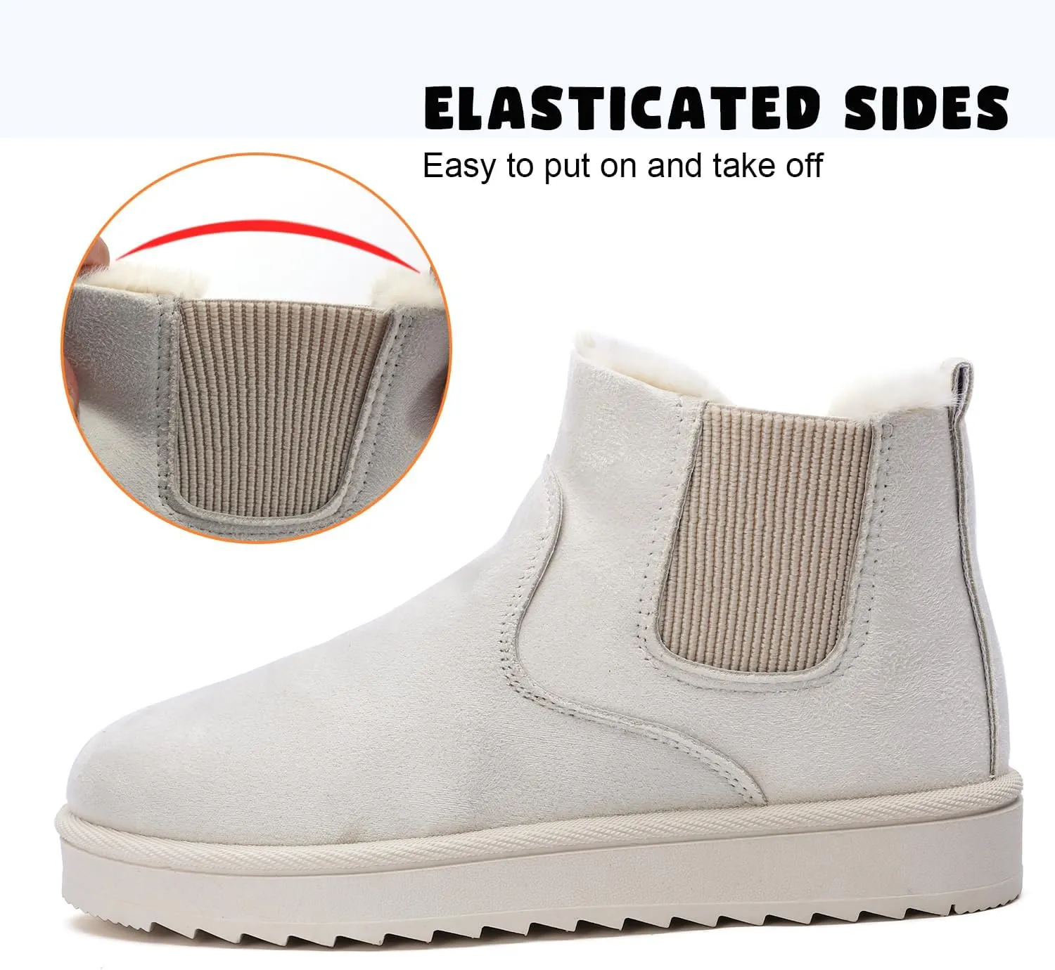 Womens Ankle Boots Warm Fur Lining Waterproof Outdoor Slip-on Winter Snow Booties