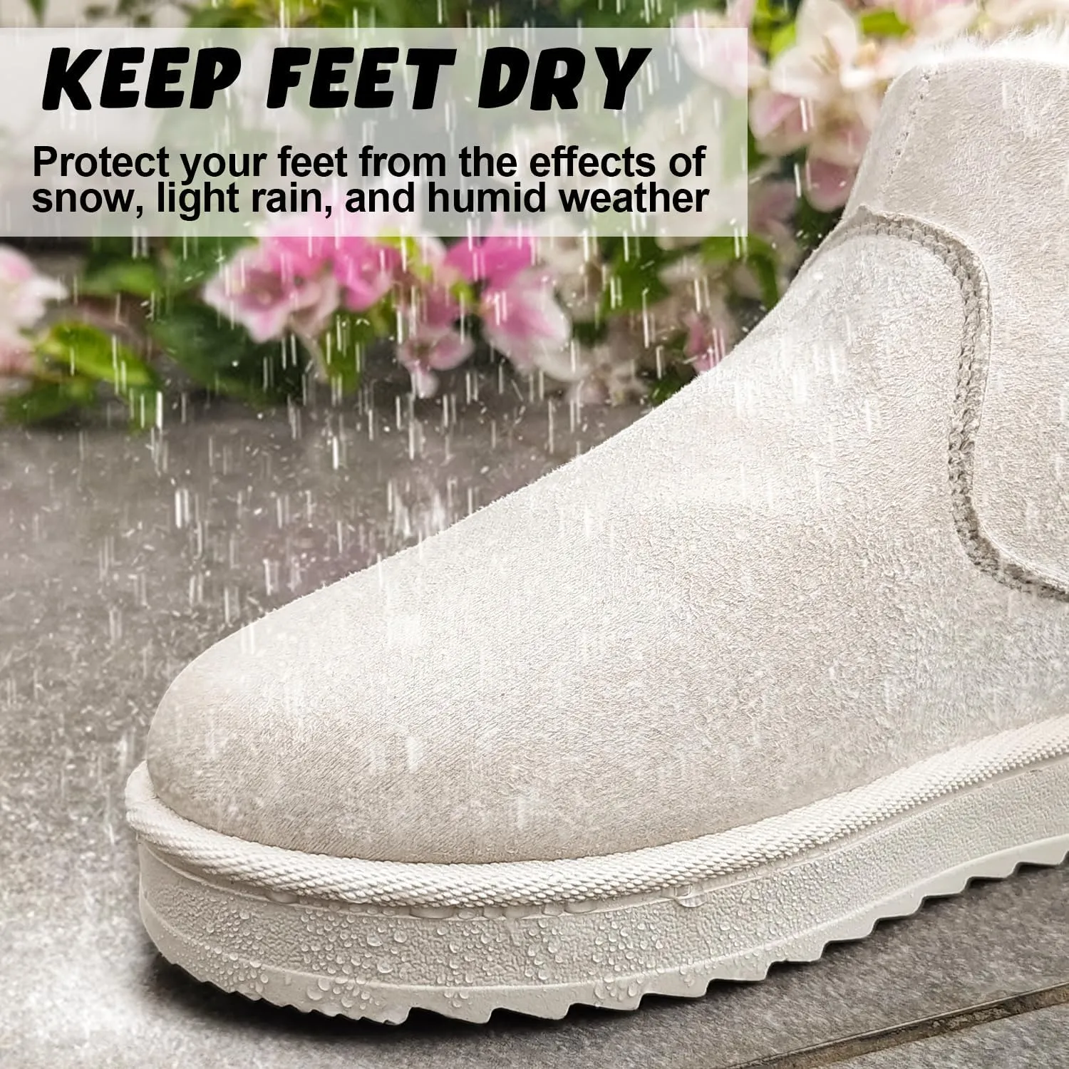 Womens Ankle Boots Warm Fur Lining Waterproof Outdoor Slip-on Winter Snow Booties