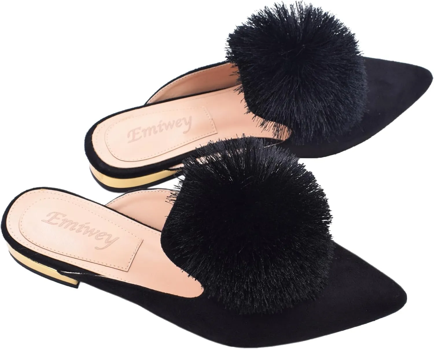 Women's Backless Comfort Slip On Loafers Flats Cute Pom Pom Mule Slippers Casual Shoes