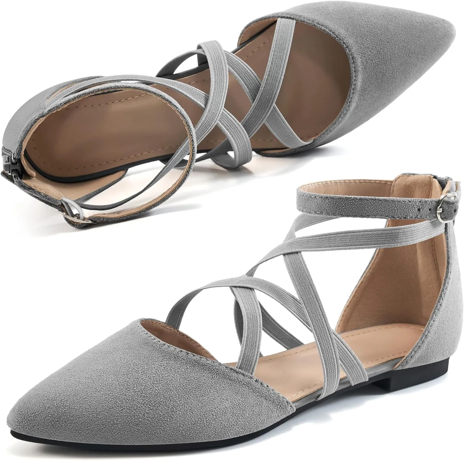 Womens Ballet Flats for Wedding : Comfortable Dress Work Flat for 2025 - Ladies Dressy Zipper Walking Shoes