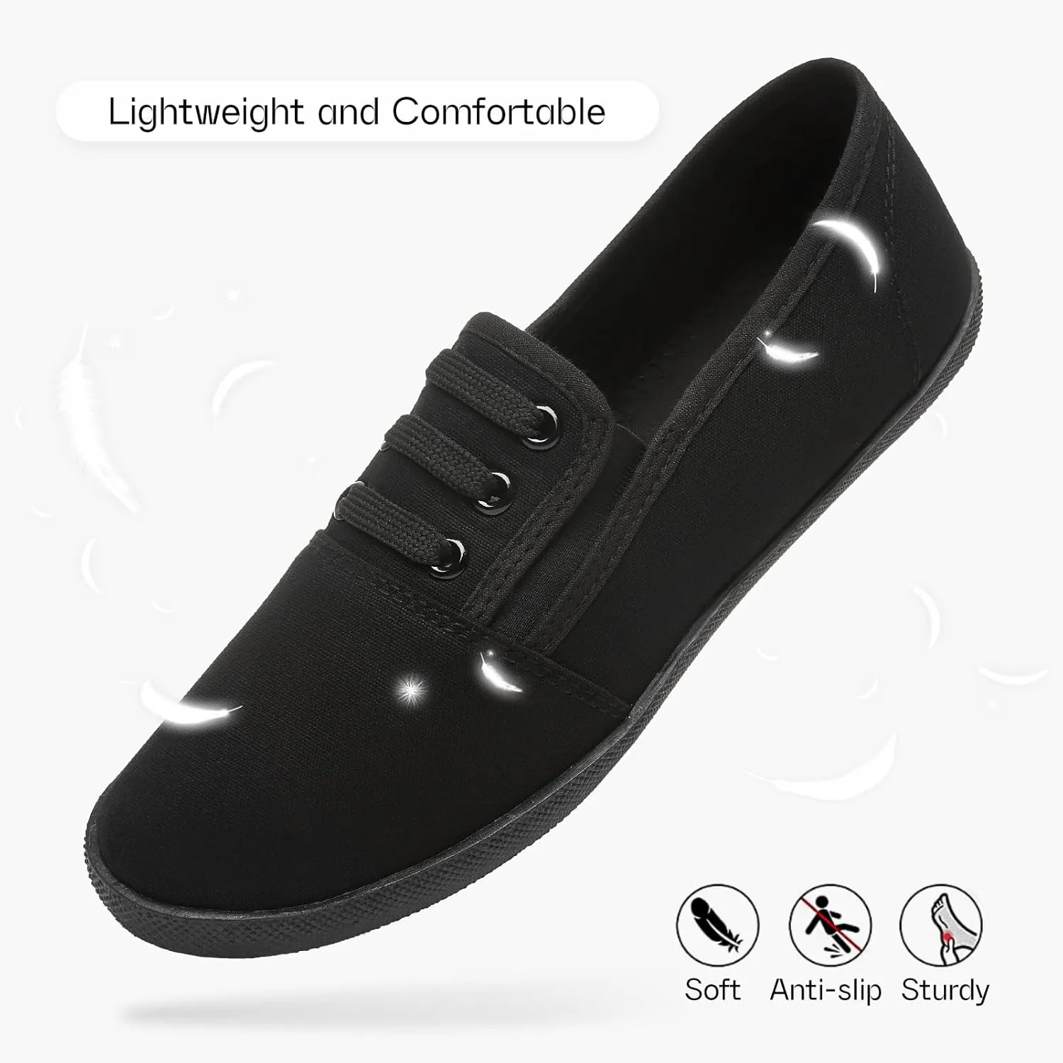 Women's Canvas Slip on Sneakers Casual Slip on Walking Shoes Womens Tennis Shoes Flat Dress Shoes Non Slip Work Shoes