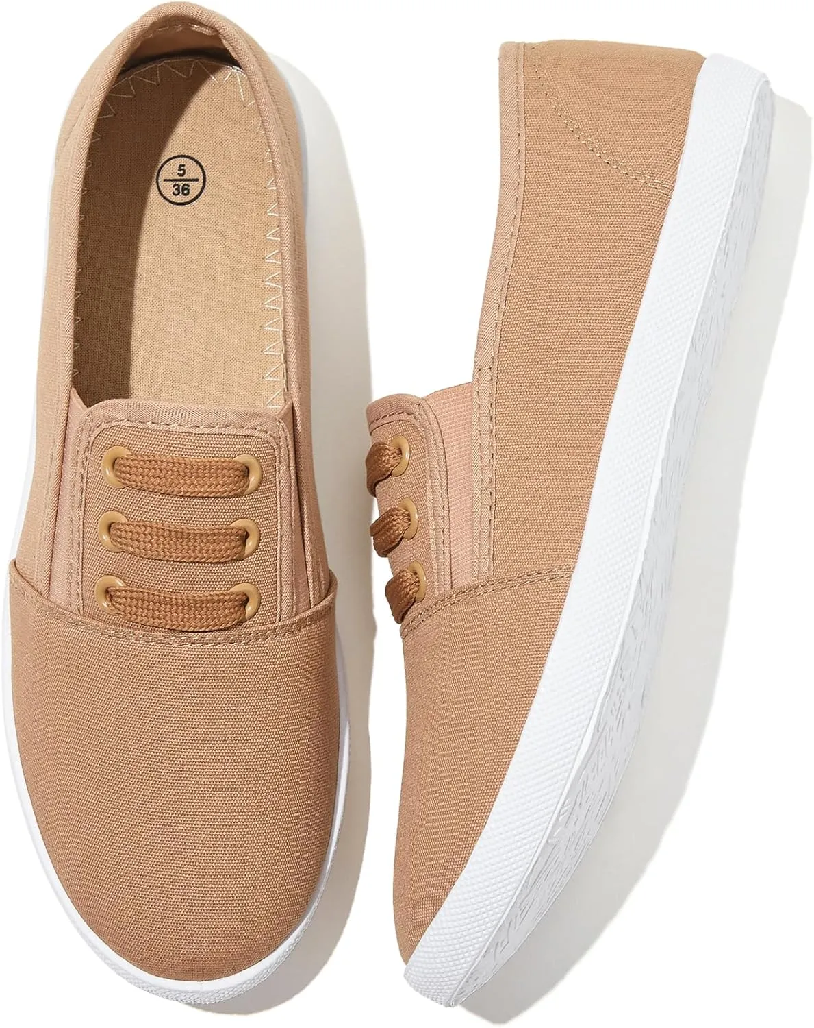 Women's Canvas Slip on Sneakers Casual Slip on Walking Shoes Womens Tennis Shoes Flat Dress Shoes Non Slip Work Shoes