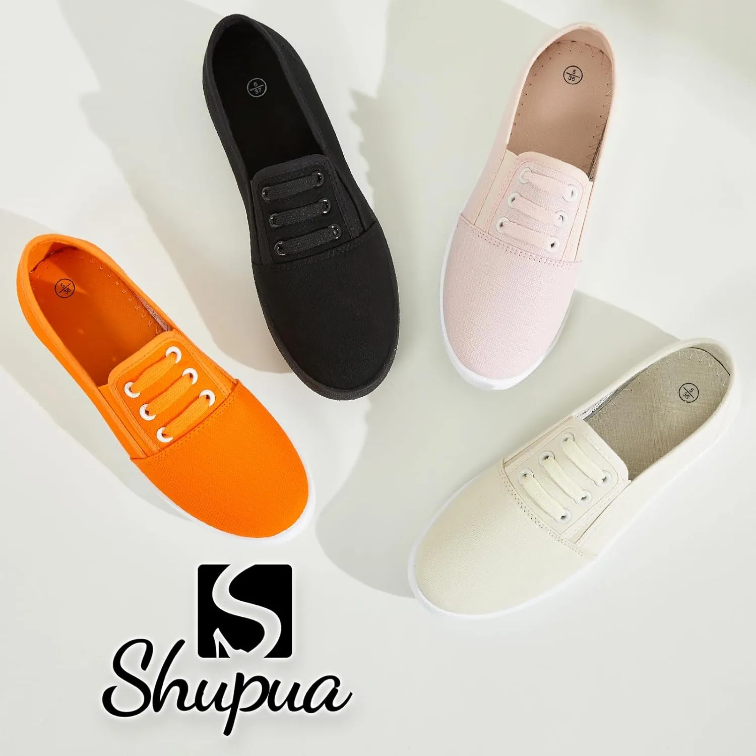 Women's Canvas Slip on Sneakers Casual Slip on Walking Shoes Womens Tennis Shoes Flat Dress Shoes Non Slip Work Shoes