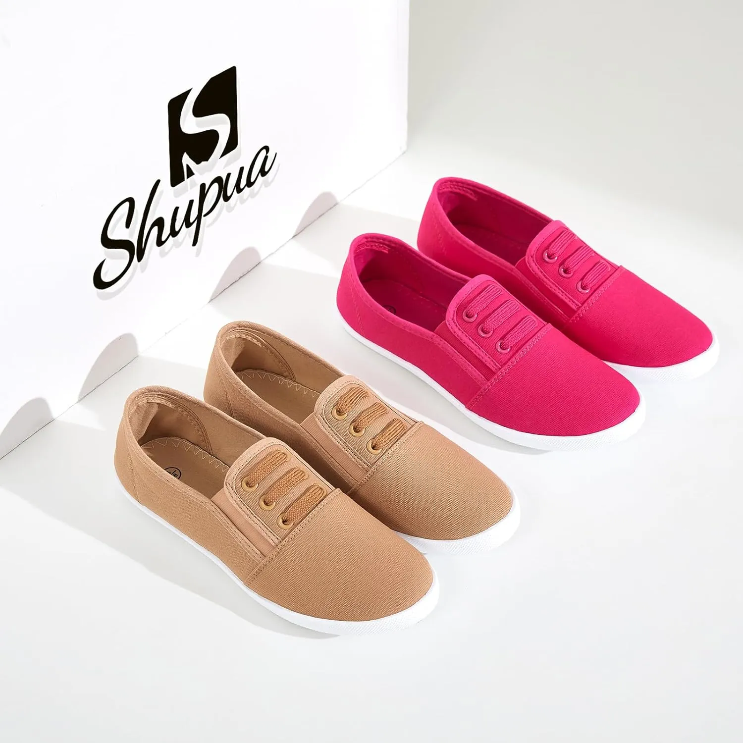 Women's Canvas Slip on Sneakers Casual Slip on Walking Shoes Womens Tennis Shoes Flat Dress Shoes Non Slip Work Shoes