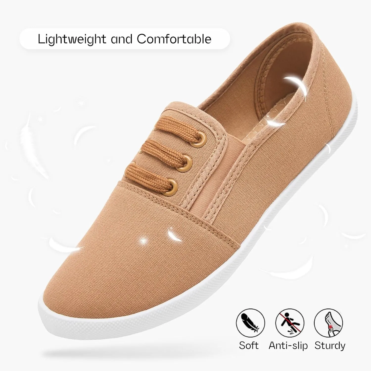 Women's Canvas Slip on Sneakers Casual Slip on Walking Shoes Womens Tennis Shoes Flat Dress Shoes Non Slip Work Shoes