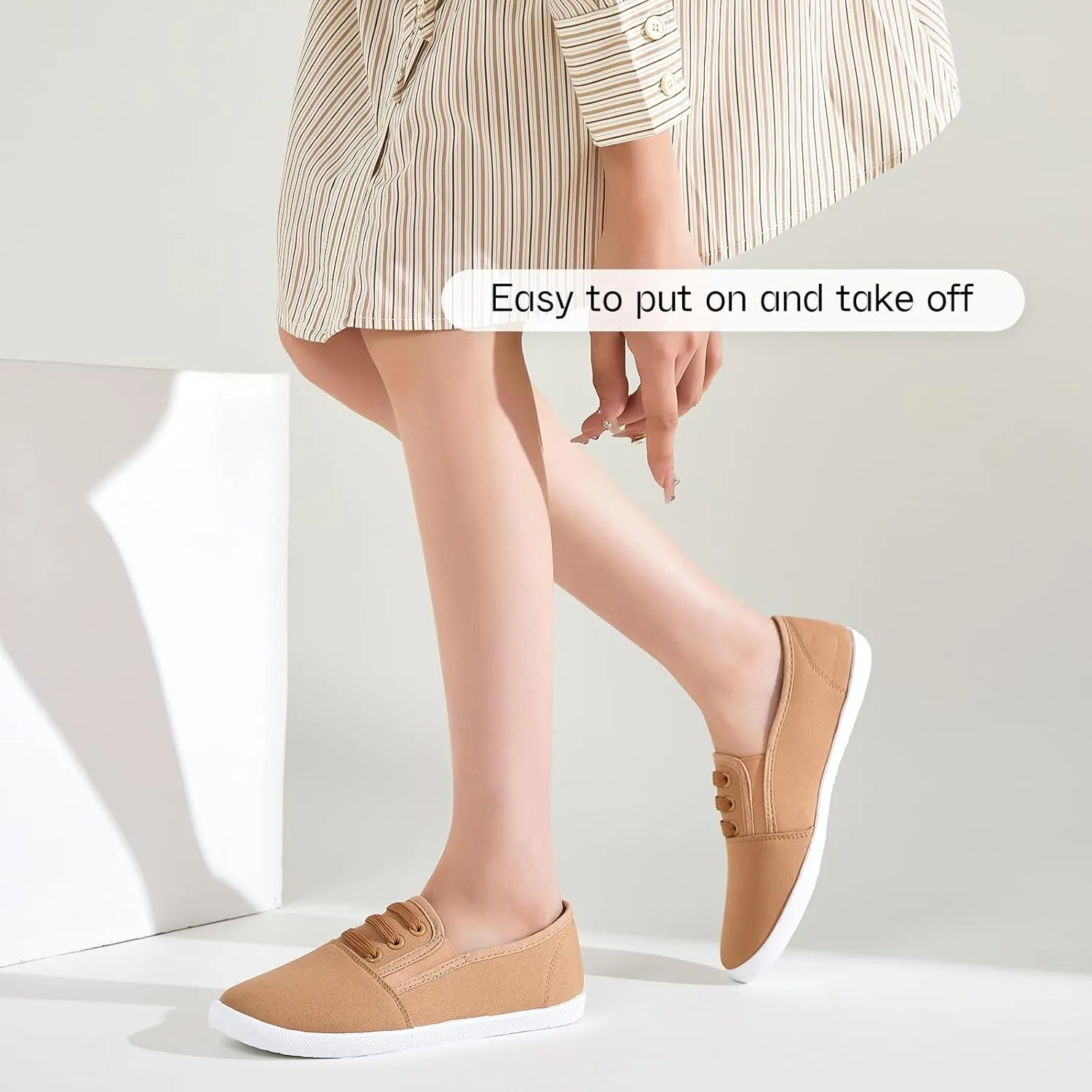 Women's Canvas Slip on Sneakers Casual Slip on Walking Shoes Womens Tennis Shoes Flat Dress Shoes Non Slip Work Shoes