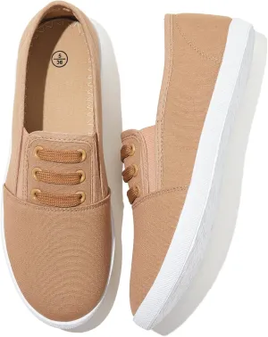Women's Canvas Slip on Sneakers Casual Slip on Walking Shoes Womens Tennis Shoes Flat Dress Shoes Non Slip Work Shoes