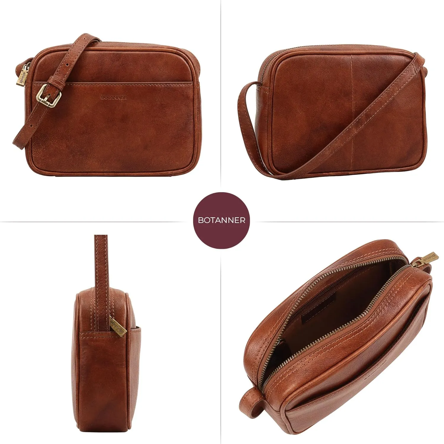Women's Elegant Genuine Leather Crossbody Bag - Versatile Design, Adjustable Strap, Top Zip Closer, Light & Chic