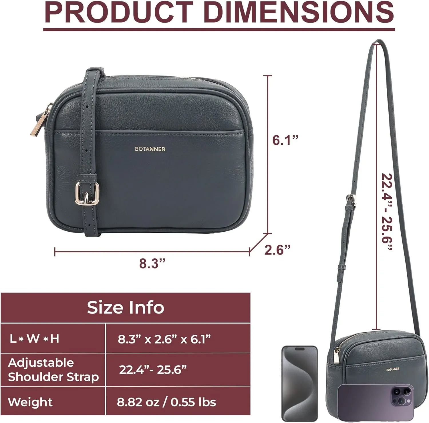 Women's Elegant Genuine Leather Crossbody Bag - Versatile Design, Adjustable Strap, Top Zip Closer, Light & Chic