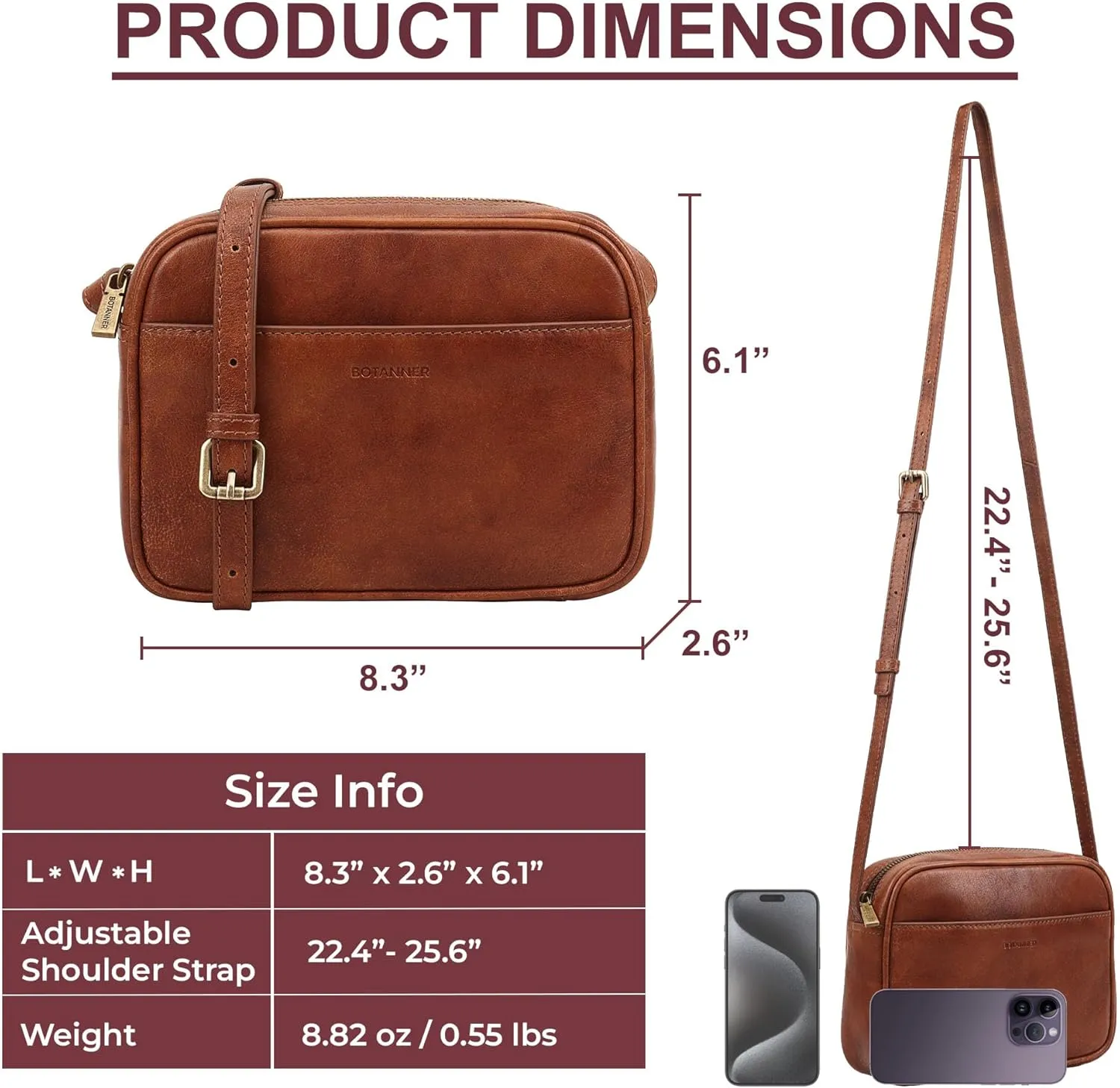 Women's Elegant Genuine Leather Crossbody Bag - Versatile Design, Adjustable Strap, Top Zip Closer, Light & Chic