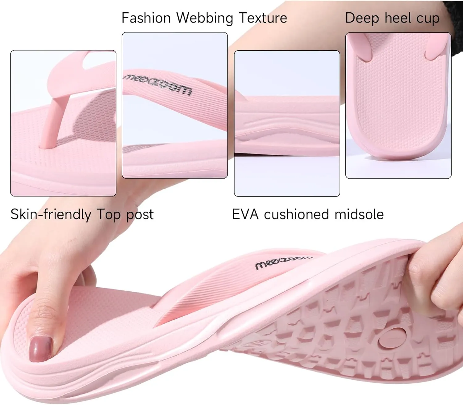 Womens Flip Flops Comfortable Cushion Slip On Beach Thong Sandals for Women Non-Slip