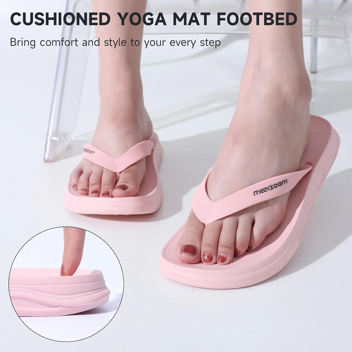 Womens Flip Flops Comfortable Cushion Slip On Beach Thong Sandals for Women Non-Slip