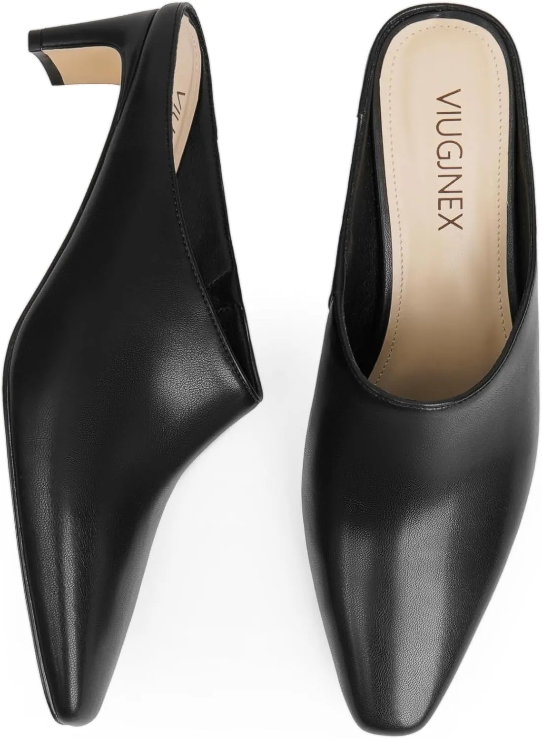 Women's Mule Heels Square Toe Low Chunky Blade Heel Slide on Backless Pumps