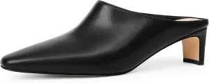 Women's Mule Heels Square Toe Low Chunky Blade Heel Slide on Backless Pumps