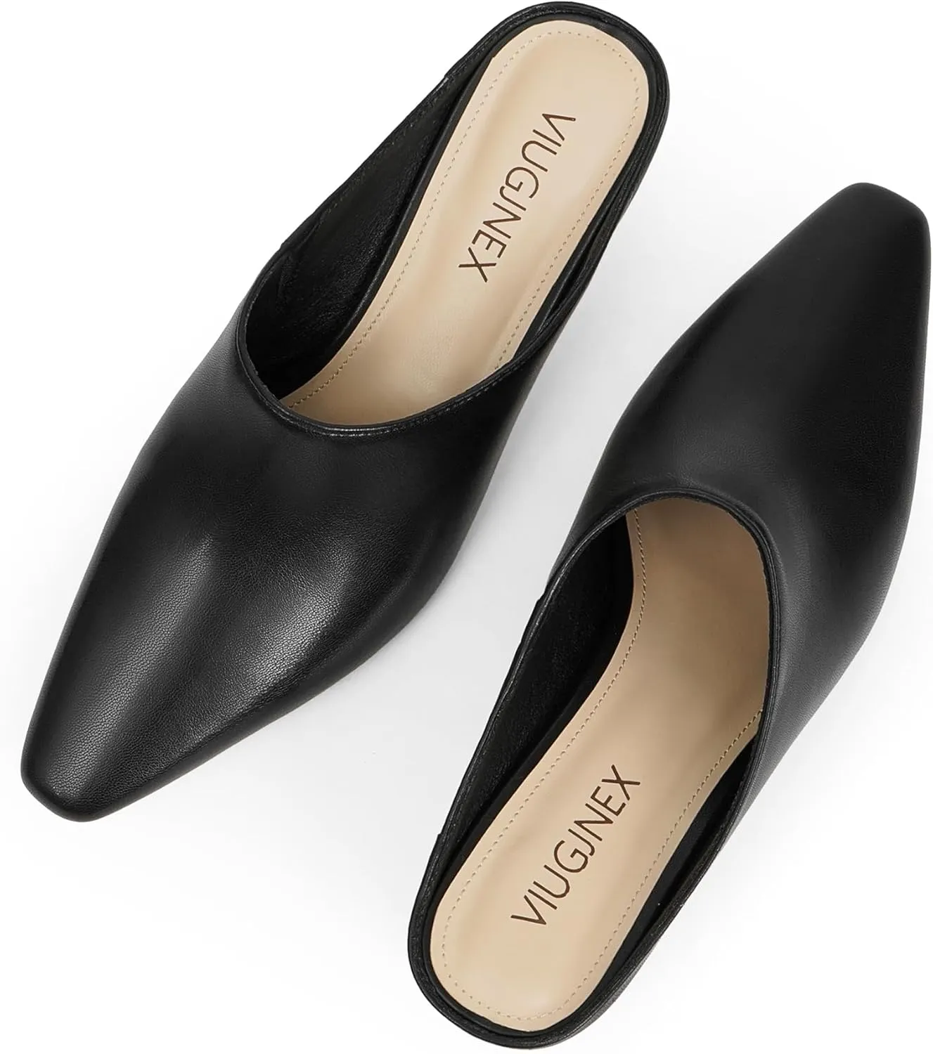 Women's Mule Heels Square Toe Low Chunky Blade Heel Slide on Backless Pumps