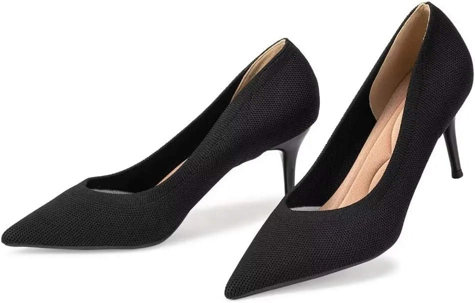 Women's Pumps Pointed Toe Kitten Heel Slip On Dressy Casual Shoes