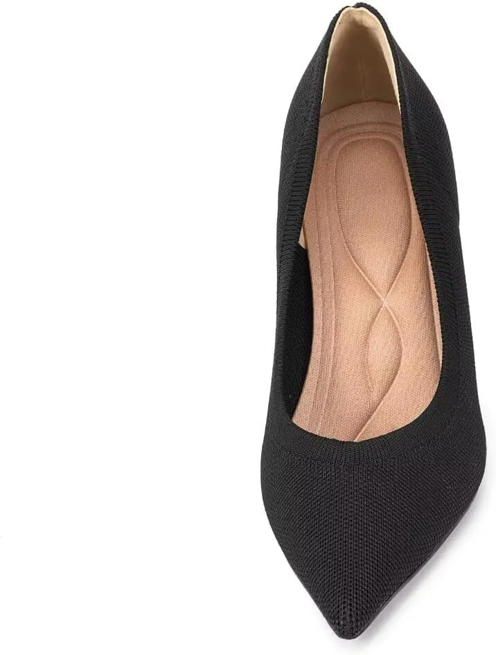 Women's Pumps Pointed Toe Kitten Heel Slip On Dressy Casual Shoes