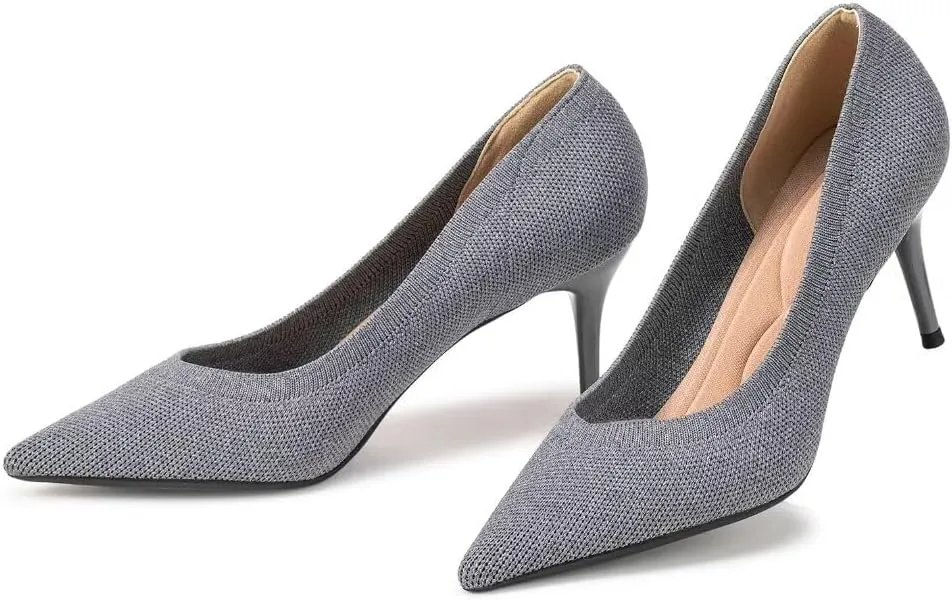 Women's Pumps Pointed Toe Kitten Heel Slip On Dressy Casual Shoes