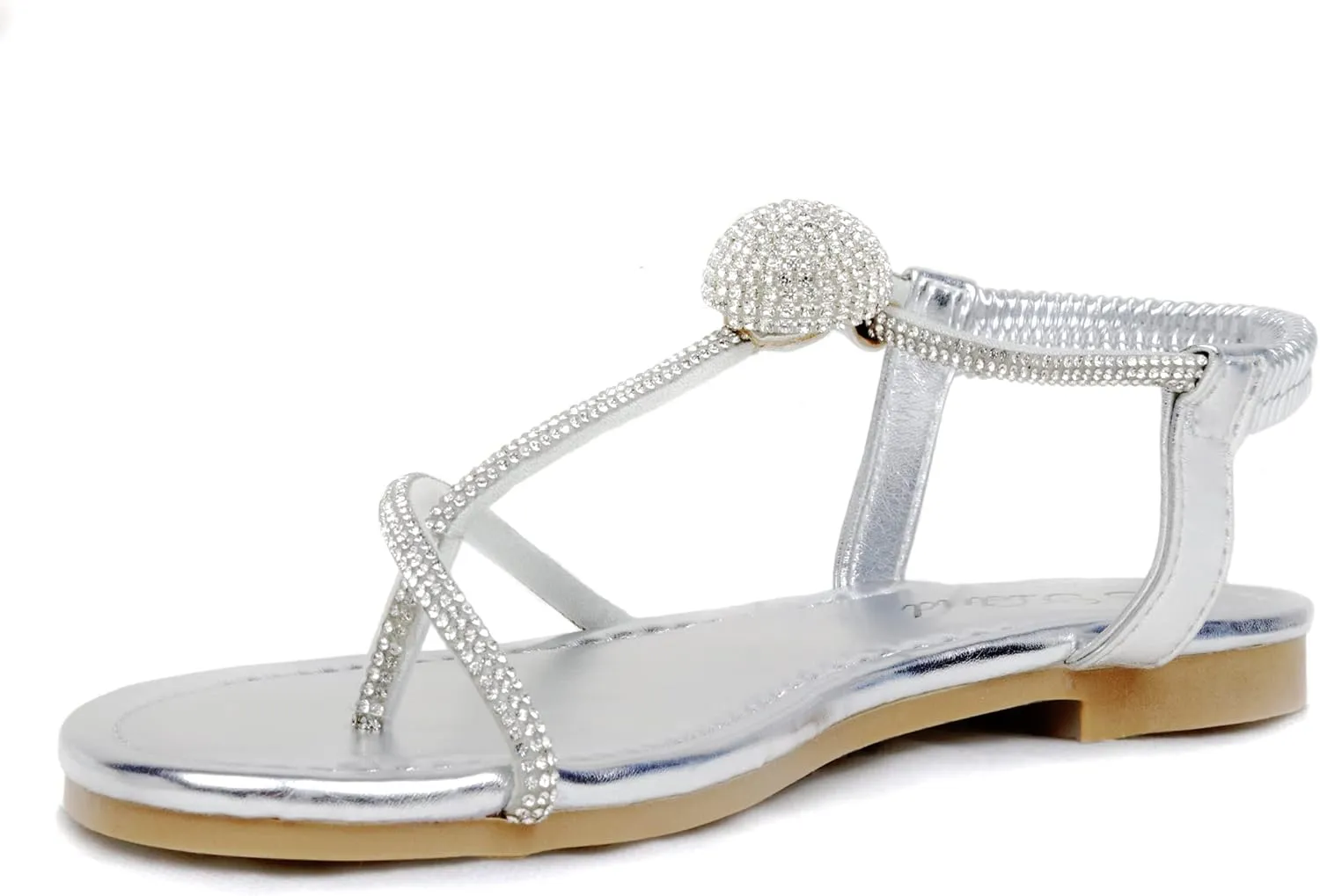 Women's Rhinestone Thong Flats Sandals, Clip Toe Elastic T-Strap Bohemia Dressy Sandals for Women