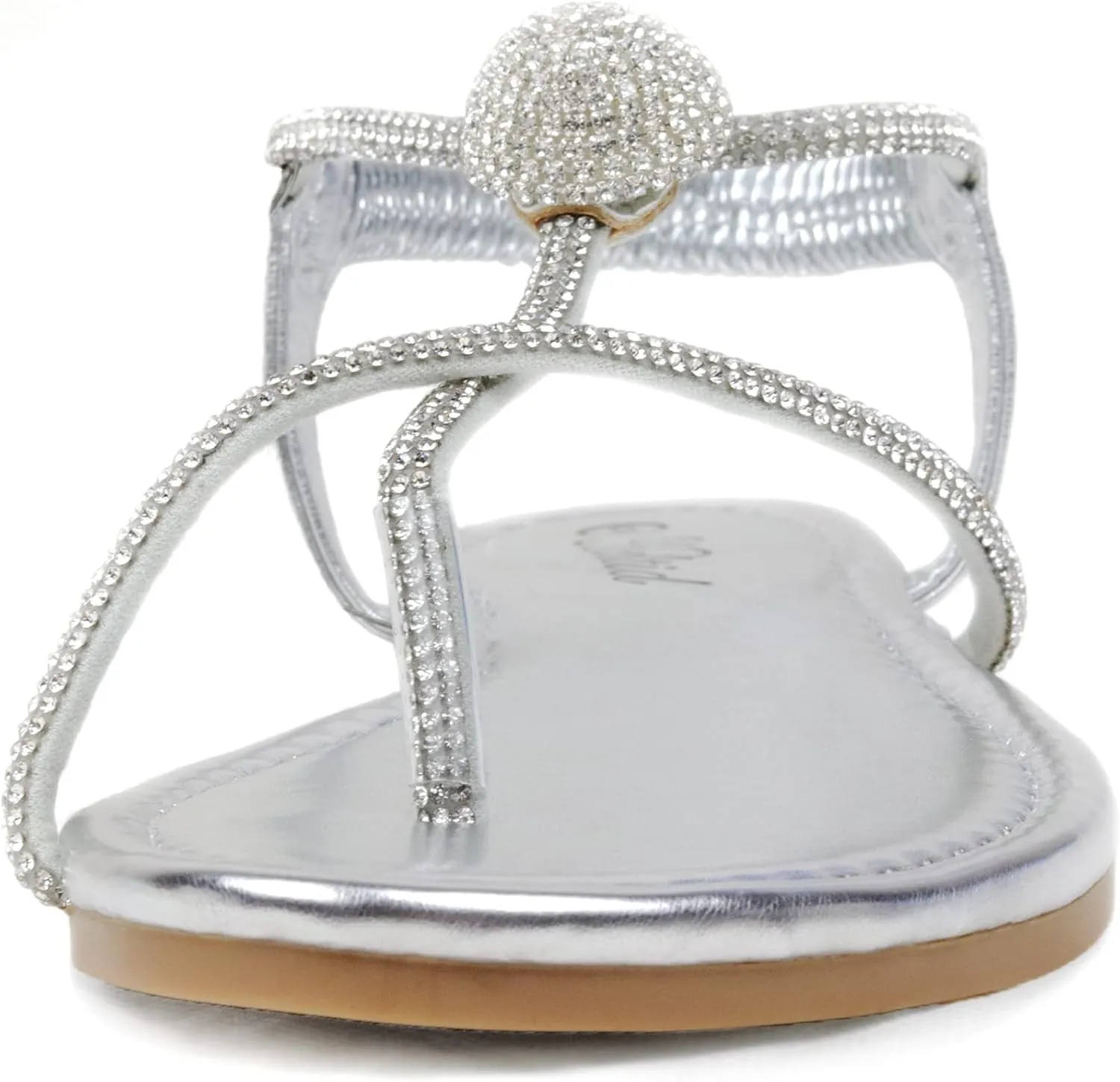 Women's Rhinestone Thong Flats Sandals, Clip Toe Elastic T-Strap Bohemia Dressy Sandals for Women