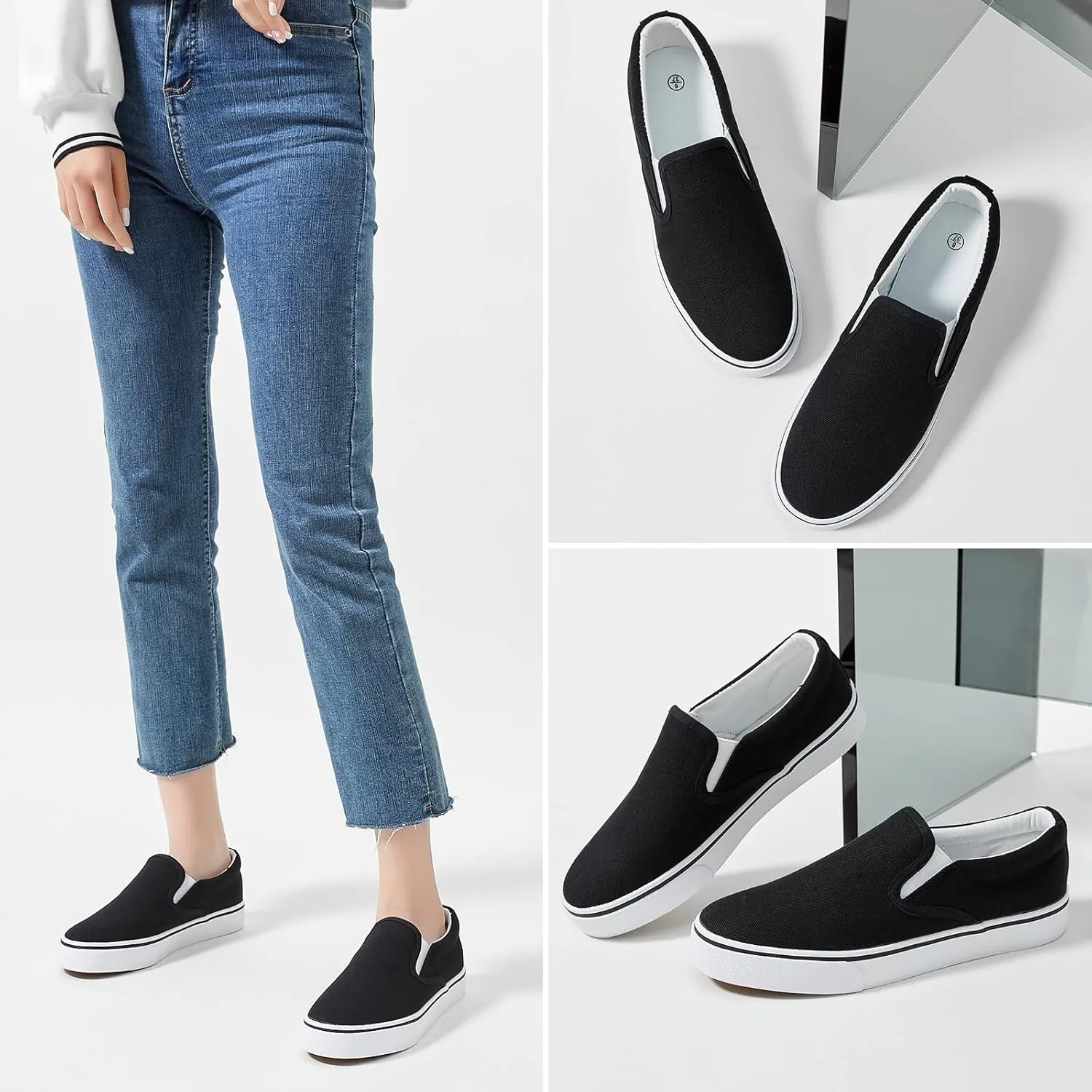 Women's Slip on Shoes Canvas Sneakers Loafers Non Slip Shoes Low Top Casual Shoes
