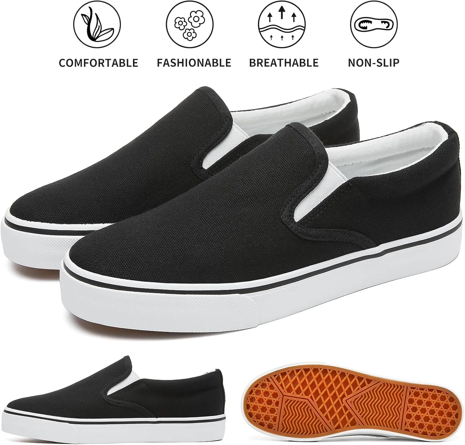 Women's Slip on Shoes Canvas Sneakers Loafers Non Slip Shoes Low Top Casual Shoes