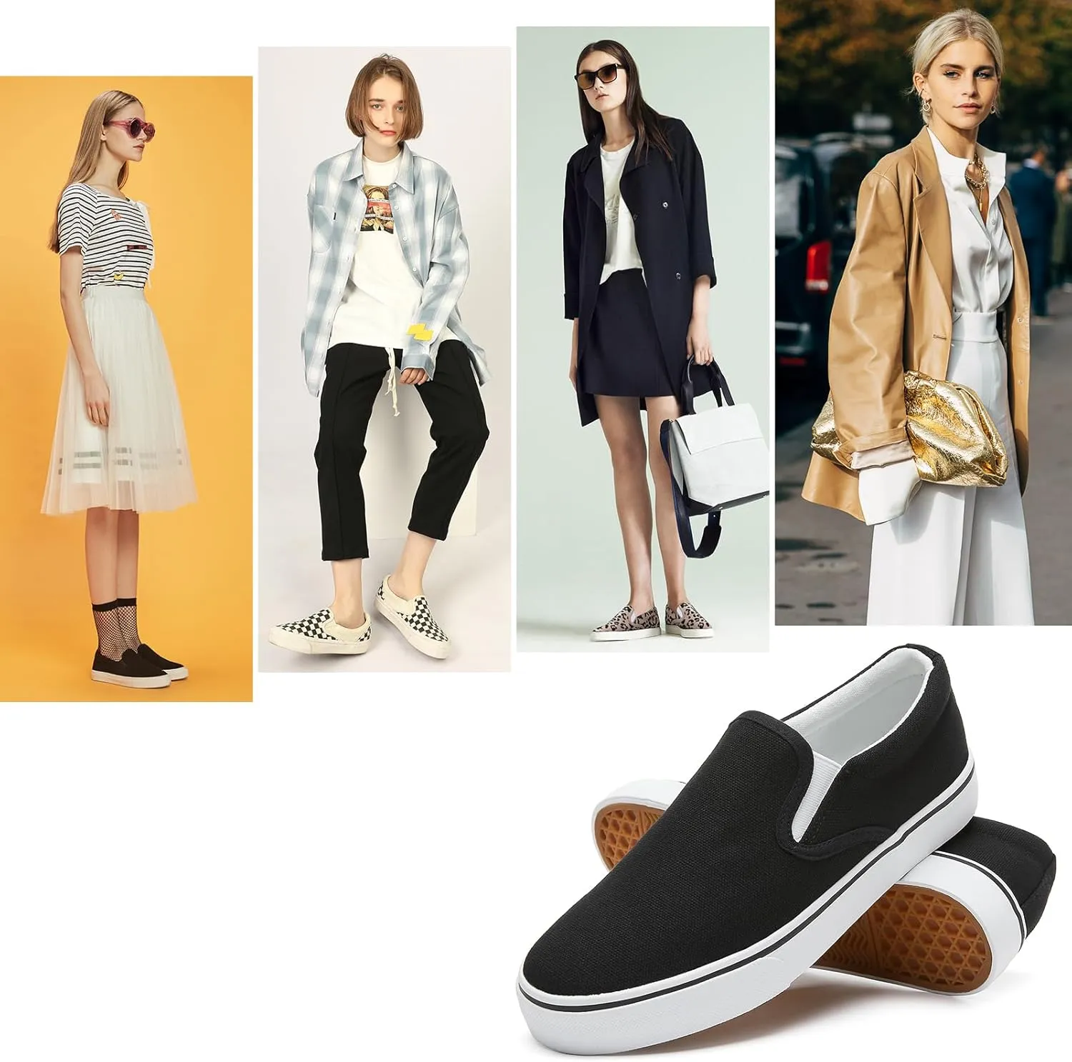 Women's Slip on Shoes Canvas Sneakers Loafers Non Slip Shoes Low Top Casual Shoes