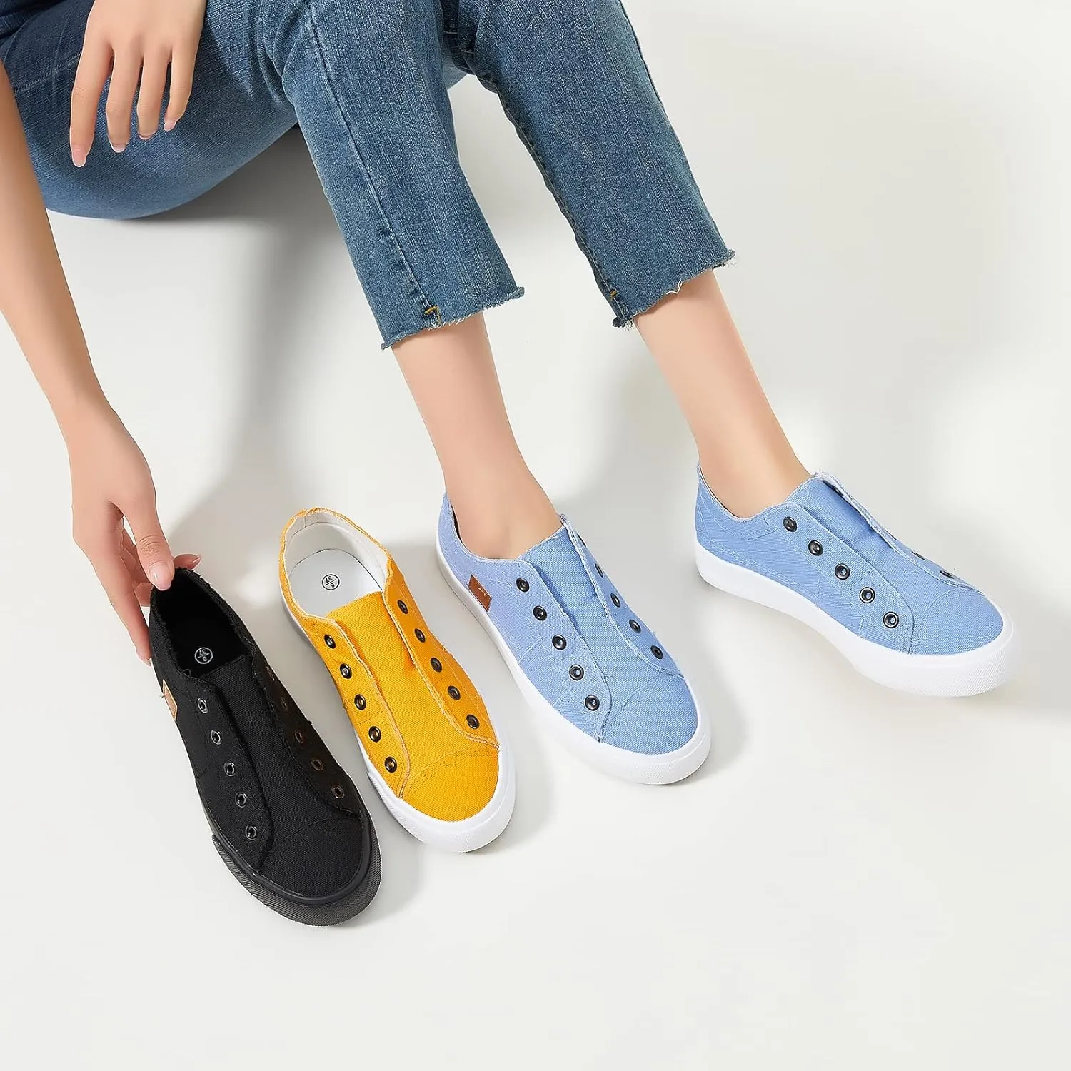 Women's Slip on Shoes Non Slip Fashion Canvas Sneakers Low Top Casual Shoes