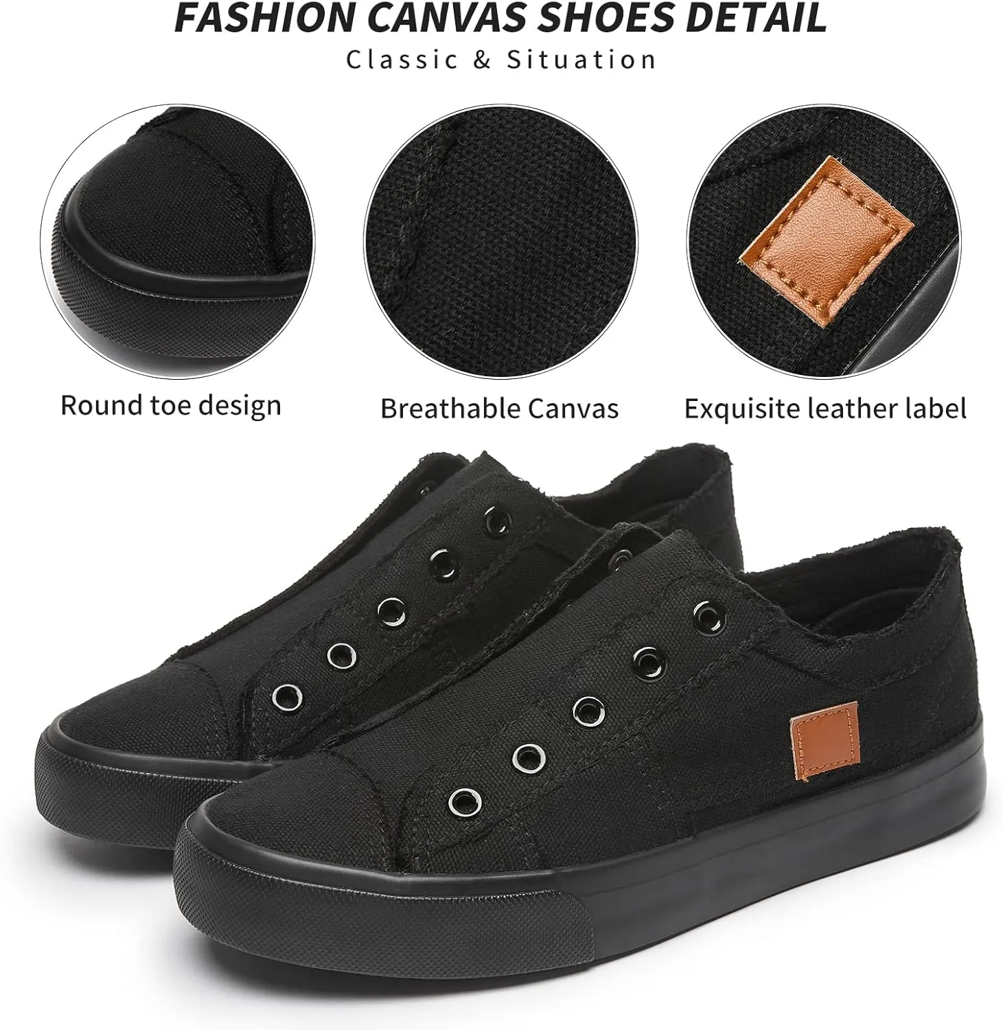 Women's Slip on Shoes Non Slip Fashion Canvas Sneakers Low Top Casual Shoes