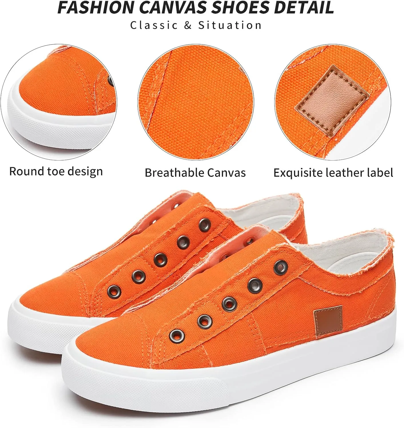 Women's Slip on Shoes Non Slip Fashion Canvas Sneakers Low Top Casual Shoes