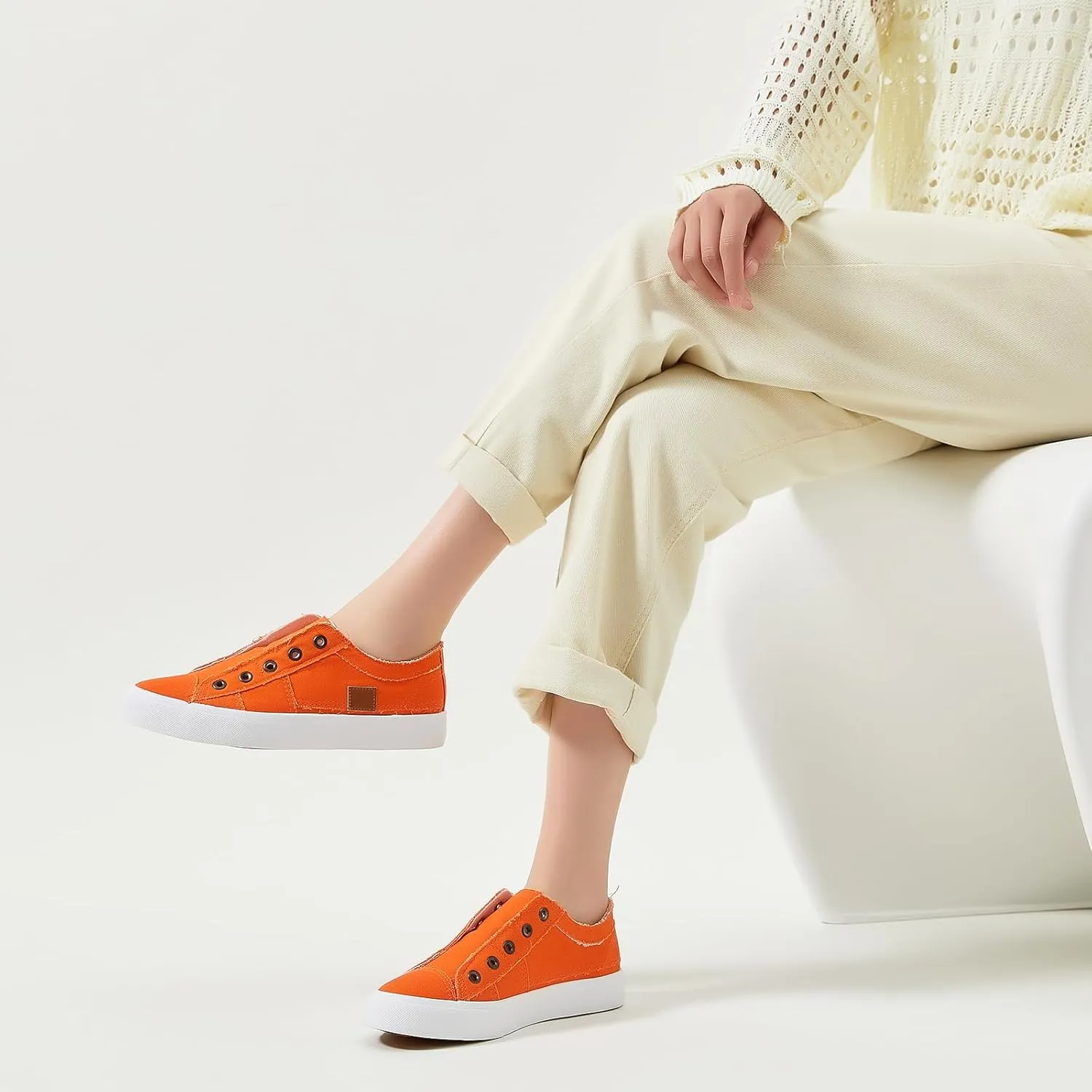 Women's Slip on Shoes Non Slip Fashion Canvas Sneakers Low Top Casual Shoes